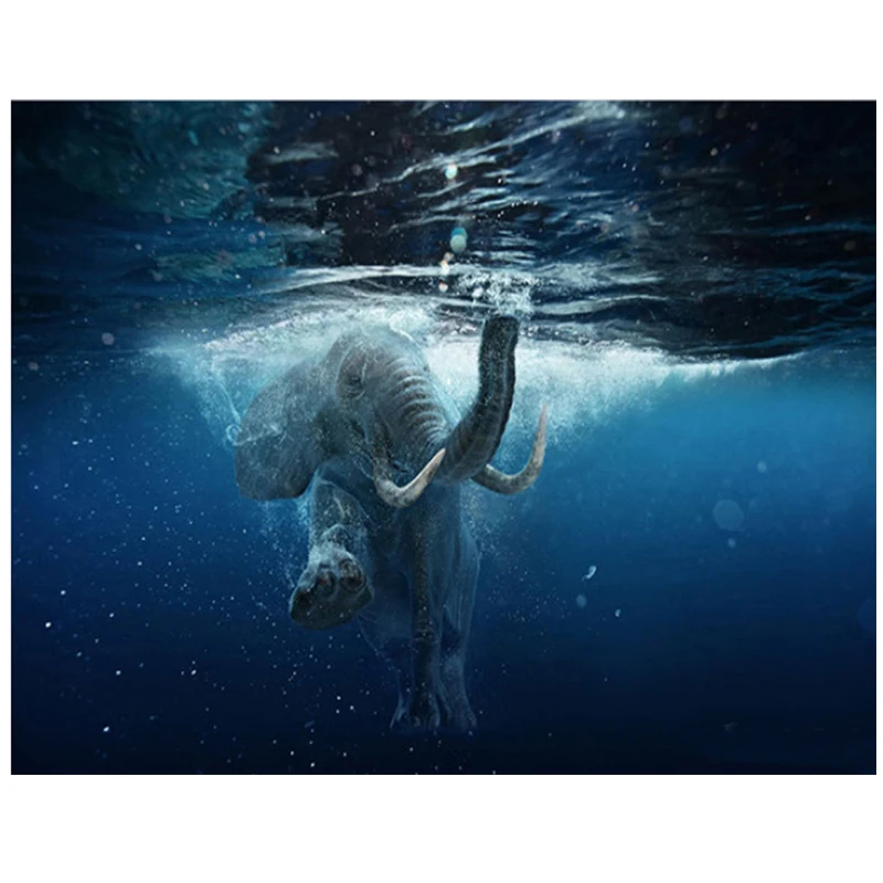 

5D алмазная вышивка слона для плавания Diy Алмазная мозаика для декора гостиной Алмазная картина крестиком kitsZP-665