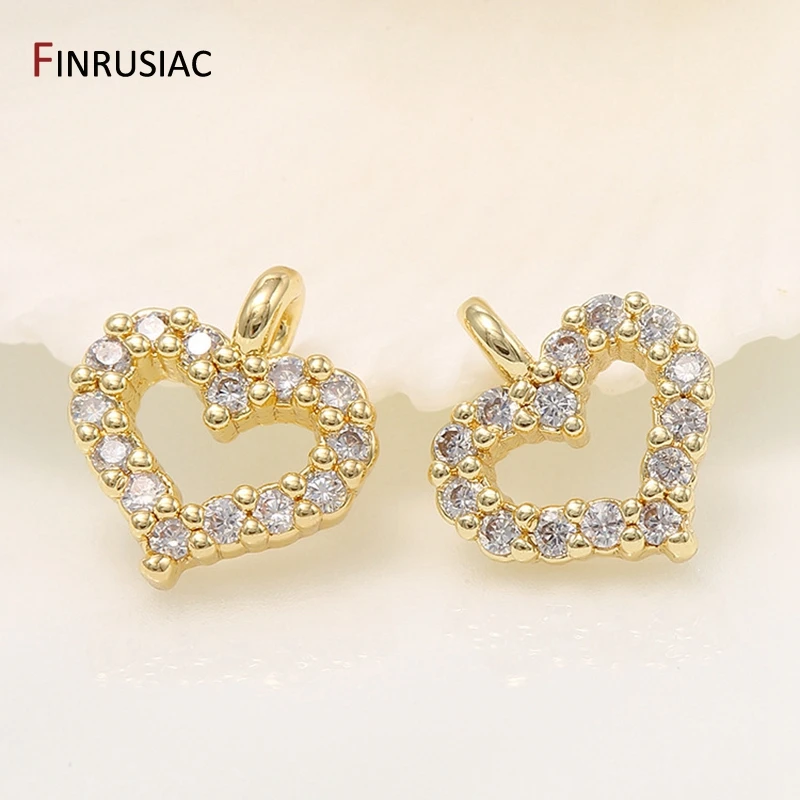 DIY Bracelet Necklace Extension Chain Charms Gold Plated Brass Zircon Small Heart Charm Pendant For Tail Extender Chain Fittings - Image 5