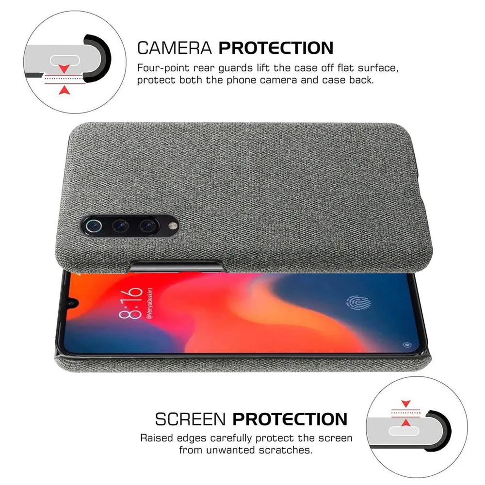 Slim Cloth Texture Fitted Cover for Xiaomi Mi 9 Case Fabric Ultrathin Antiskid Capa for Xiomi Mi 9 mi9 xiaomi9 9 SE Lite 9se