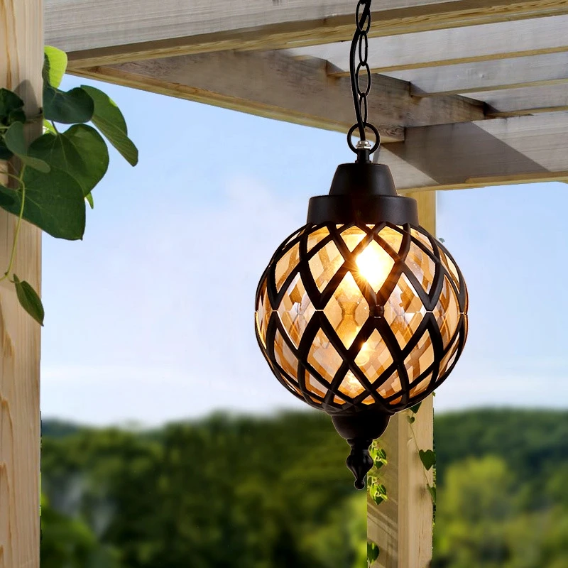 Outdoor Chandeliers Waterproof Patio Industrial Lamps European Kiosks Corridors Fixture Grape Rack Pendant Light Villa Bra