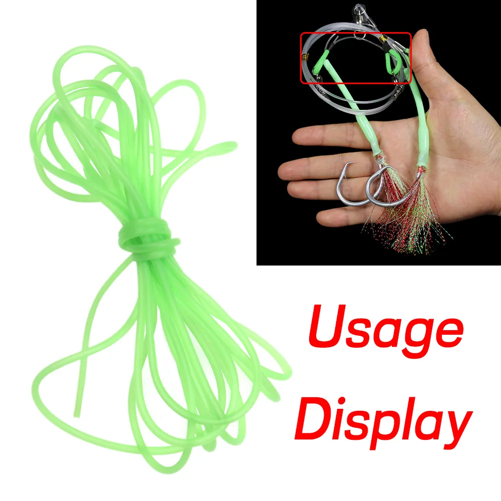 ELLLV Tubo luminoso pesca nocturna con mangas de silicona verde 4m/8m - imagen 5