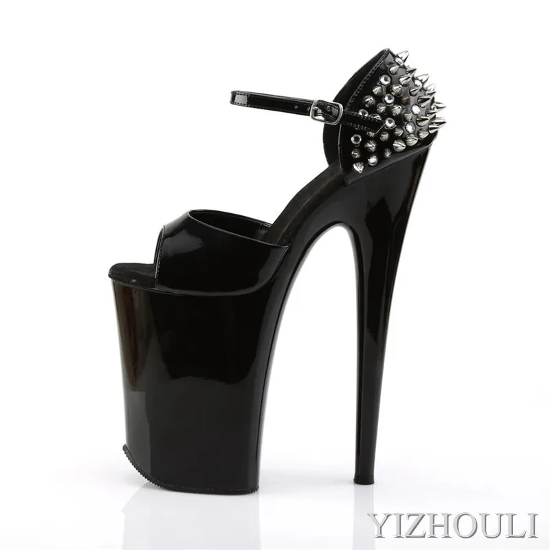 Sexy studded 23cm heel, Bare foot strap, 9 inch ultra sandal, Model stage summer Performance Dance shoes