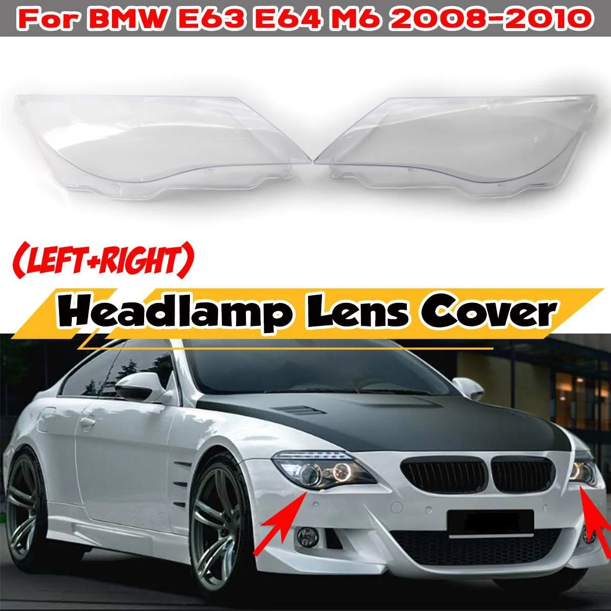 

Car Transparent Housing Front Headlights Lens Shell Cover Glass Lampcover Lampshade For BMW E63 E64 M6 LCI 2008-2010 63127186809