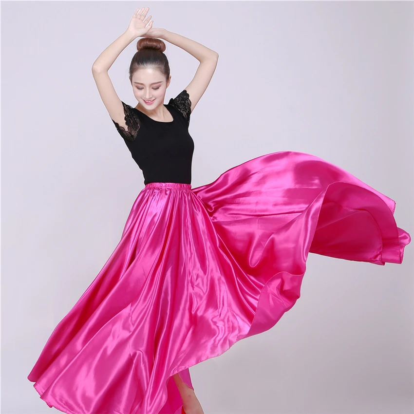 10Color Flamenco Skirts for Women Spanish Dance Gypsy Belly Chorus Adult Solid Stage Performance Women Bullfighting Spain Dress