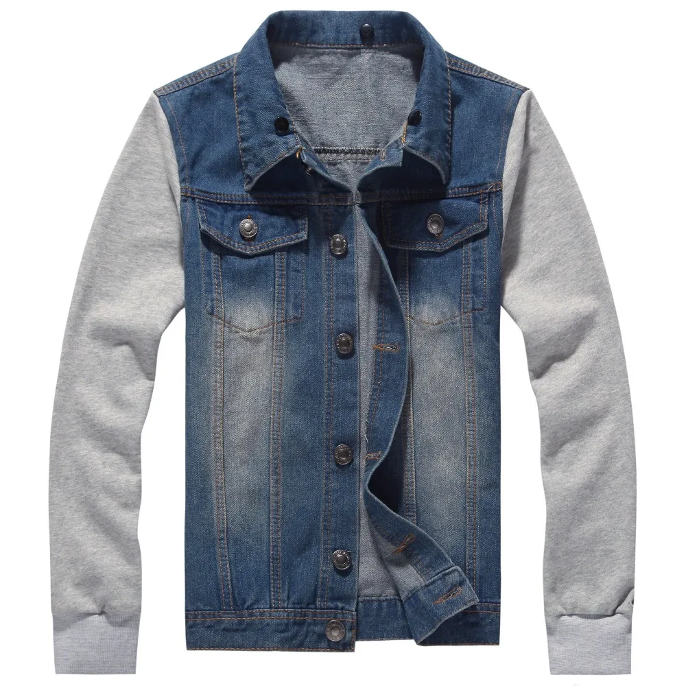 Casual Slim Mens Denim Jacket Plus Size Bomber Hooded Jacket Men High Quality Cowboy Men\'s Fashion Jean Jacket Chaqueta Hombre