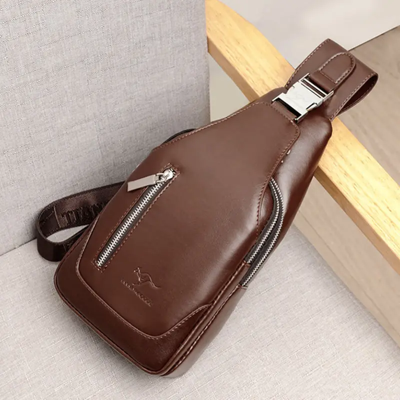 Design UBS Soft Leather Men Chest Bag Anti Theft Mens Shoulder Bags Casual Sports Travel Messenger Bags Man Business Bag Purses