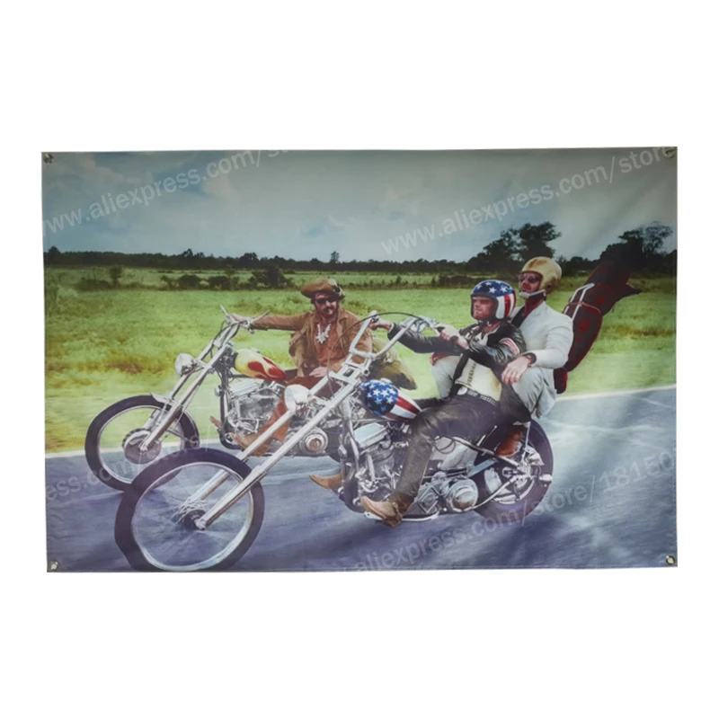 Easy Rider Colorful Motorcyclist Poster Flag Freedom Banner Home Decoration Hanging Flag 4 Gromments In Corners 3*5FT 90*150CM