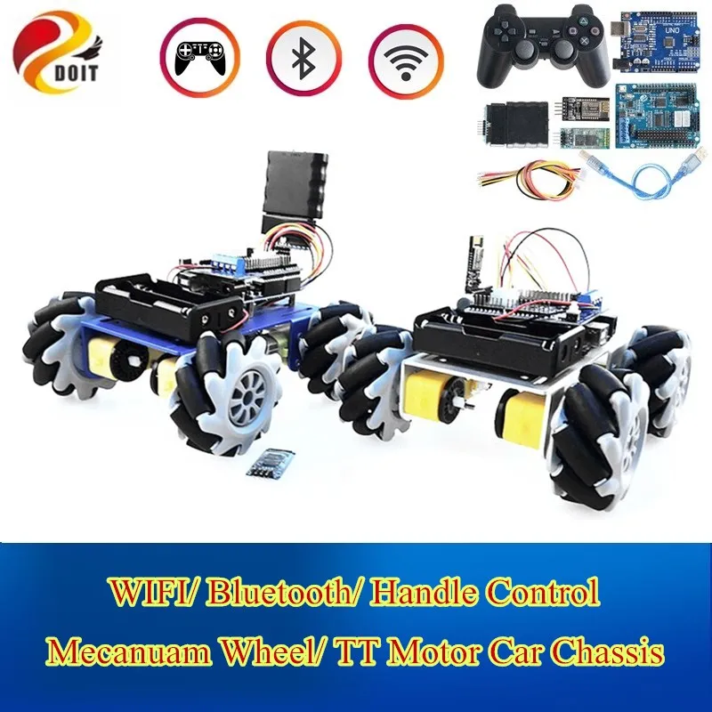 

WIFI Control 65mm Mecanum wheel RC Car Chassis PS2 Control 4WD Smart Car Chassis Omni Wheel Tire And TT Motor Set For Arduino