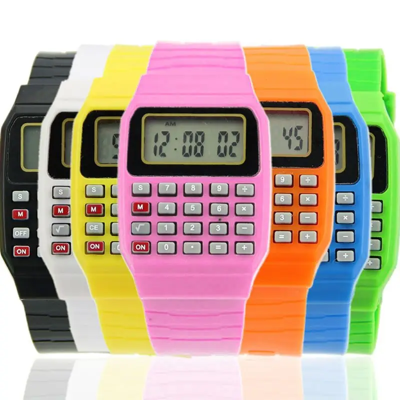 Fad Children Silicone Date Multi-Purpose Kids Electronic Calculator Wrist Watch