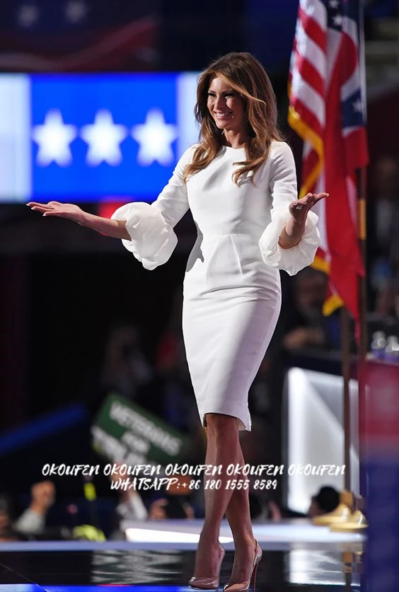 $2,000 roupa republicana da convenção nacional é um vestido de casamento mãe dos vestidos de noiva branco curto festa de melania trump