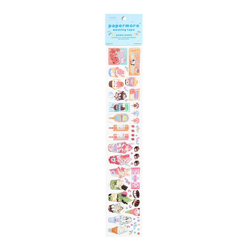 Mohamm Waterproof Sweet Shop Cute Cartoon Snack Ice Cream Strip, fita adesiva para DIY Scrapbooking, fazendo o diário do cartão, PET, 1 folha