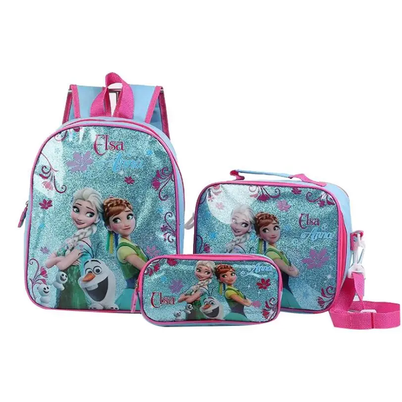 Disney 3 pz/set bambini ragazze cartone animato Elsa principessa zaini simpatici ragazzi zaini scuola per bambini