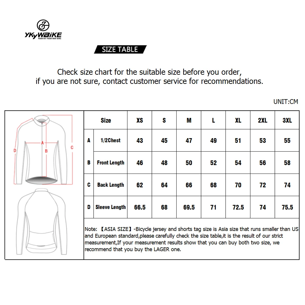 YKYWBIKE Radtrikot 10-20 ° C Herbst Langarm Rennrad Kleidung Thermo Fleece Wärme MTB Fahrrad Jersey – Detail 1