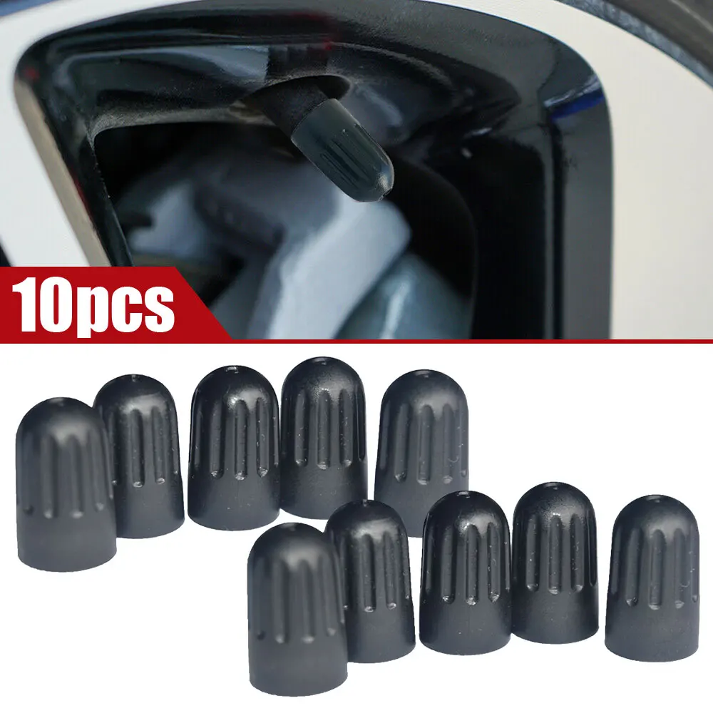 10Pcs BLACK Cone Style Plastic Tire/Rim Valve Stem/Wheel Dust Cover Caps For Schrader Valve Universal Replacement Useful