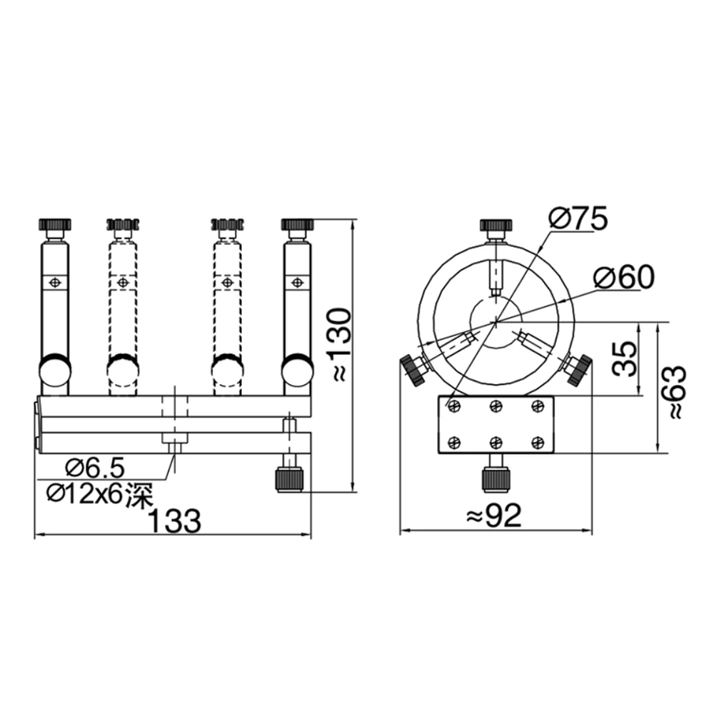 Optical laser holder Clamping D25-60mm Optical laser tube Laser circular Physical optics experiment Precision instrument