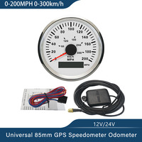 ELING Waterproof 85mm GPS Speedometer 0-140MPH 0-160MPH 0-200MPH Speed Gauge 9-32V with Red Backlight GPS Antenna for Car Yacht