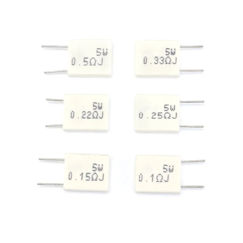 10pcs BPR56 5W 0.001 0.1 0.15 0.22 0.25 0.33 0.5 ohm Non-inductive Ceramic Cement Resistor 0.1R 0.15R 0.22R 0.25R 0.33R 0.5R