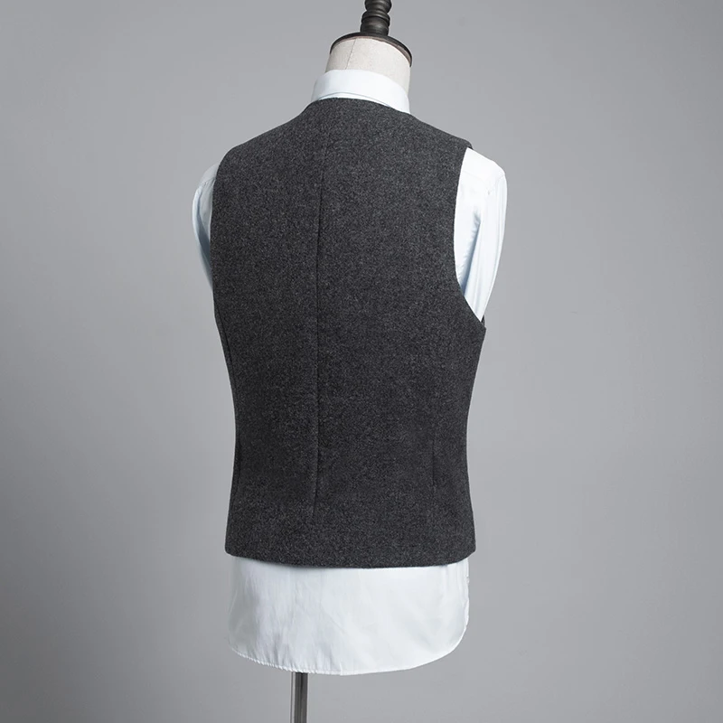 Suit Vest Men Clothing Woolen Cloth V-Neck Casual Gilet Spring Autumn Thick Business Male Waistcoat Sleeveless Warm Chaleco