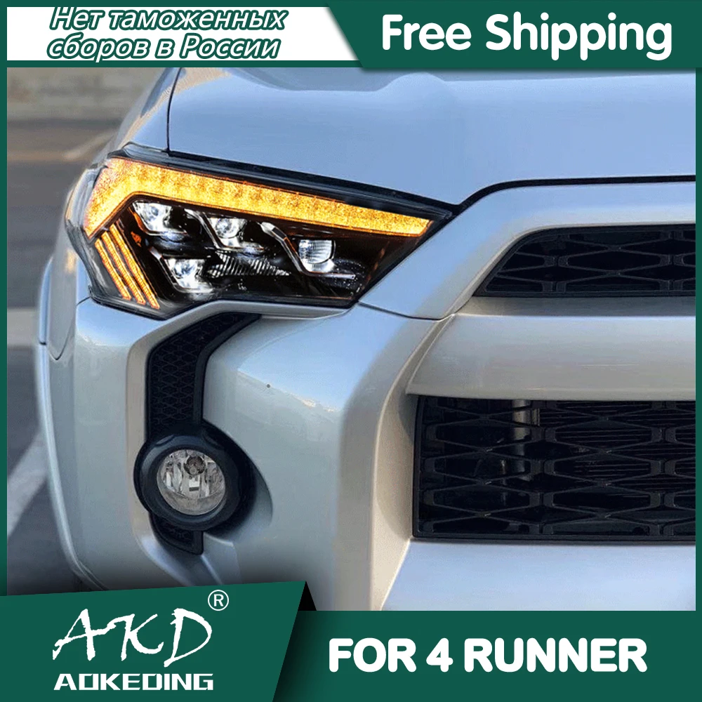 For Toyota 4 Runner Headlights 2014-2020 DRL Day Running Light LED Bi Xenon Bulb Fog Lights Car Accessory 4Runner Head Lamp