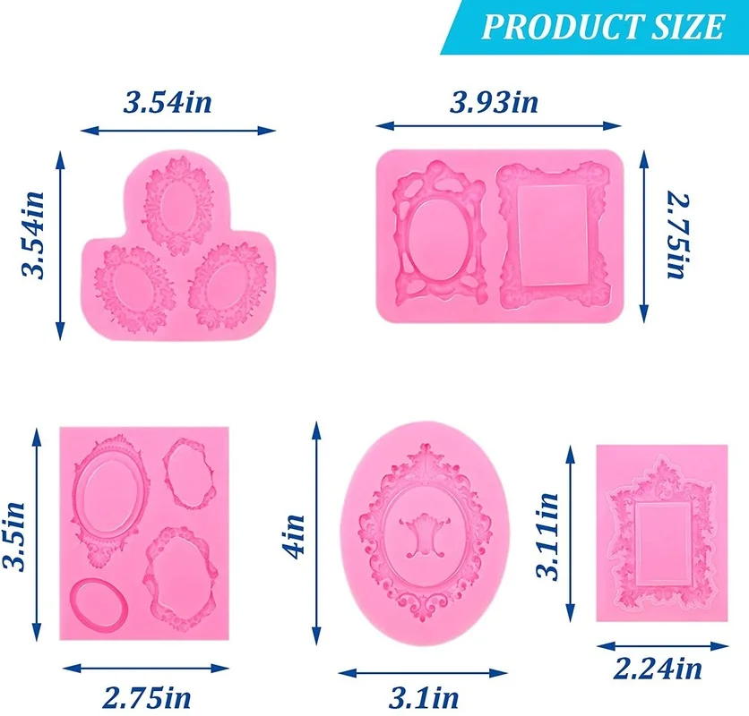 Many Retro Photo Frames Fondant Mold Silicone Suitable For Cake Decoration Tools Sugar Chocolate Mold Resin Mold Polymer Clay