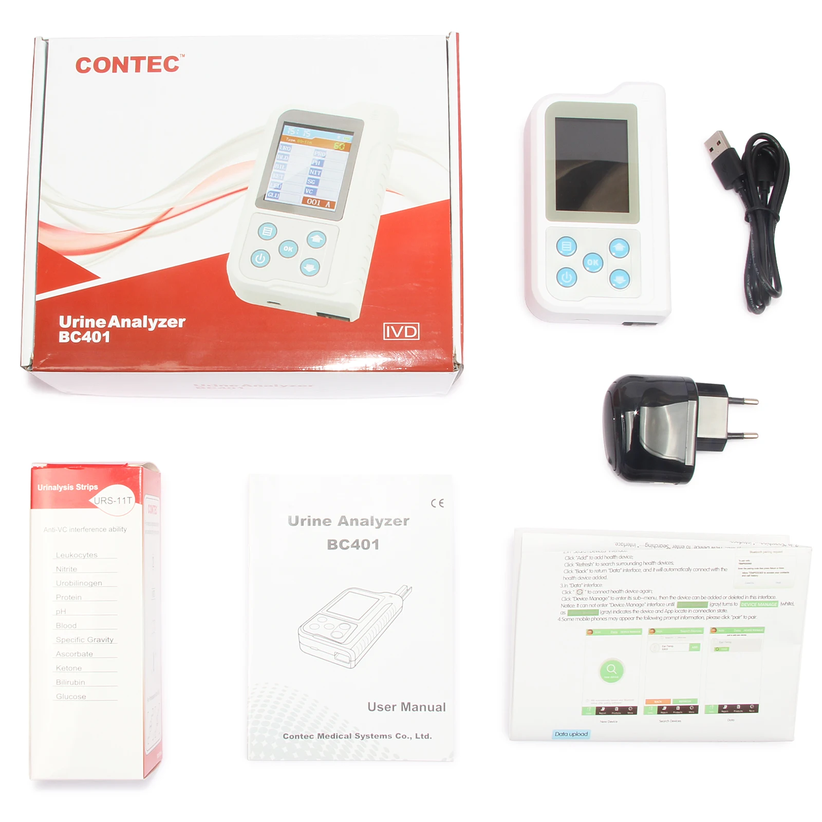 CONTEC In-Vitro Diagnostics  Portable Handheld  Analyzer  BC401  with  100  Pcs Test Strips