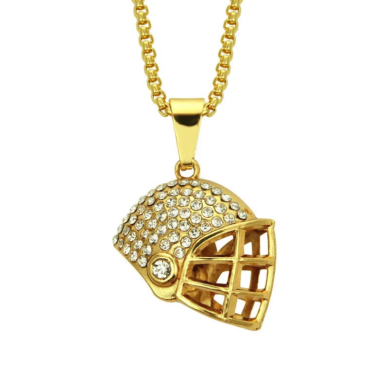 Hip-hop necklace diamond fashion football helmet pendant necklace item hipster personality pop jewelry custom accessories