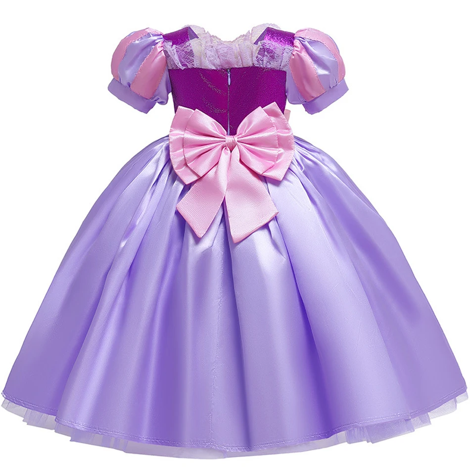 Girls Rapunzel Princess Purple Tutu Dress for Kids Summer Bowknot Party Wedding Clothing Mesh Embroidery Butterfly 12M 10 Yeas