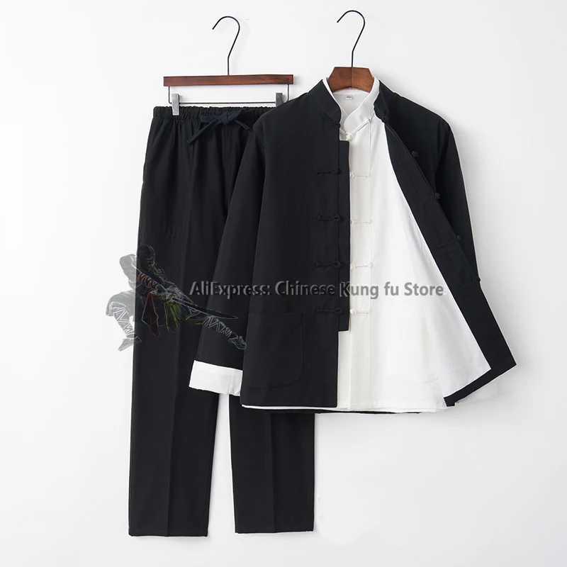 3 Pieces All Cotton Chinese Martial arts Suit Kung fu Tai chi Uniform Wushu Coat Wing Chun Casual Wear Clothes