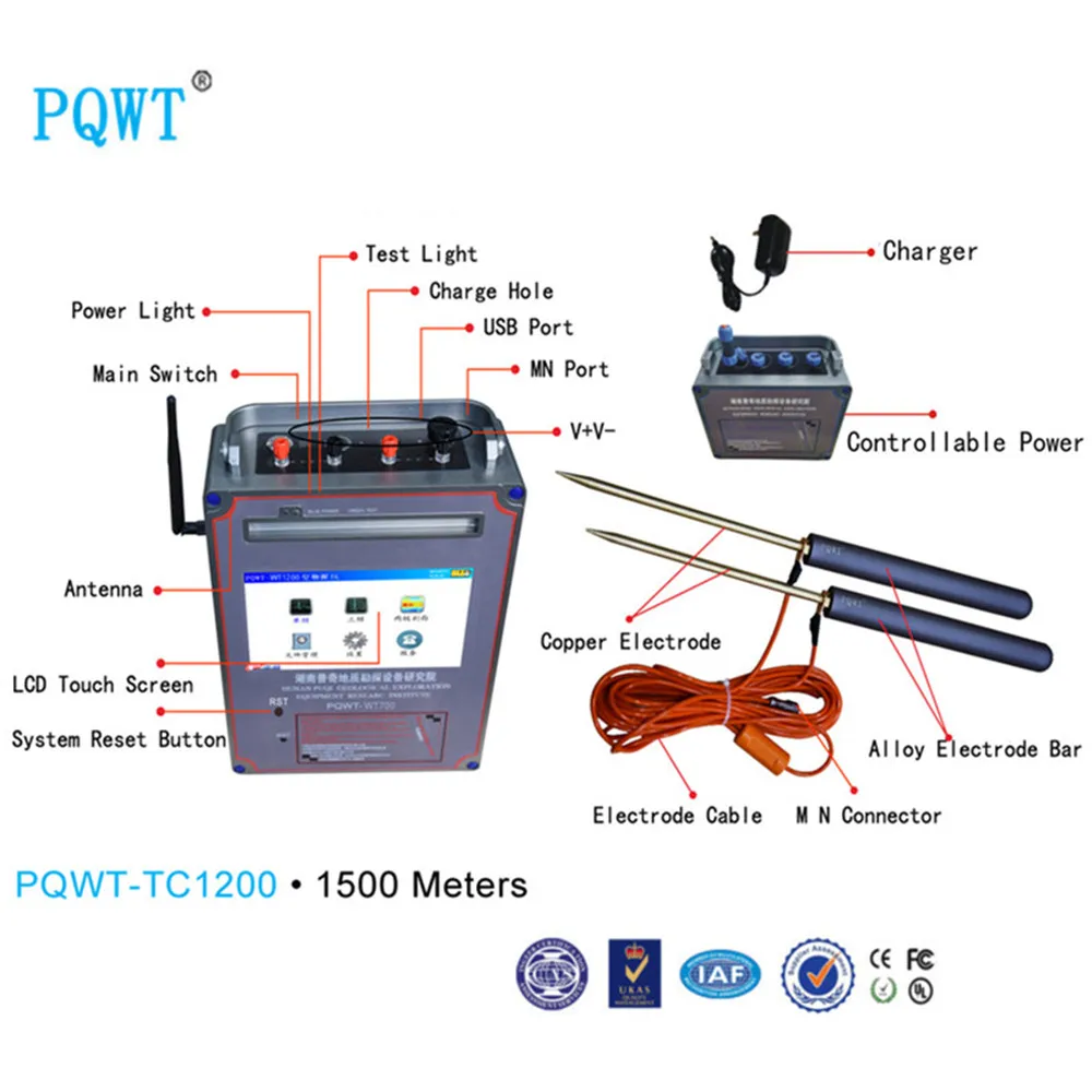 Ultrasonic Customs Detector 1500m Geo Detector PQWT-TC1200 Farmland Geological Tools