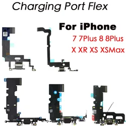 Conector de microfone e cabo flexível, base de carregamento para iphone, dupla substituição para modelos 7, 7plus, 8, 8plus, x, xr, xs max