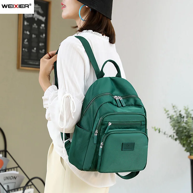 2021 nuovo zaino da donna verde scuro zaino in Nylon impermeabile borsa da scuola per studenti adatto per zaino da viaggio per bambina