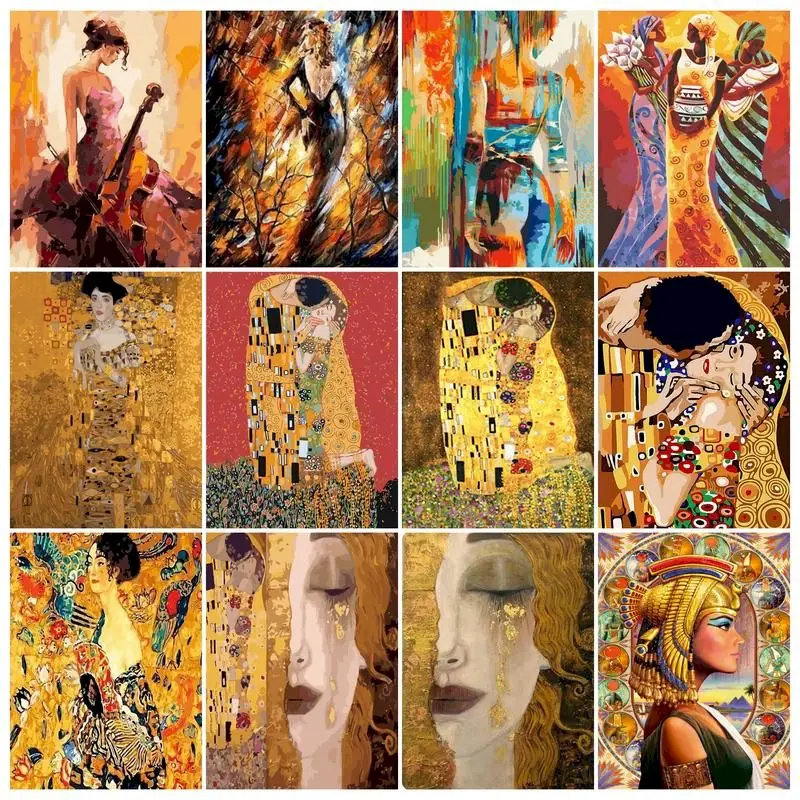 

SDOYUNO Abstract Oil Painting By Numbers For Adult Kiss DIY 60x75cm Figure Drawing By Numbers On Canvas Frameless Home Decor