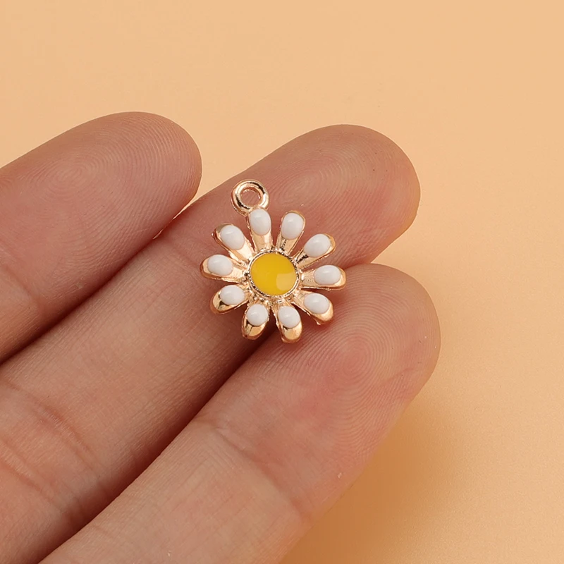 

10Pcs Enamel Daisy Flowers Charms for Necklace Earring Making Pendants Sunflower Charms DIY Jewelry Findings Accessories