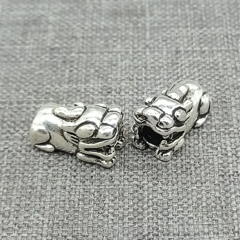 2pcs of 925 Sterling Silver Good Fortune Pixiu Pi Xiu Kylin Beads for Bracelet Necklace