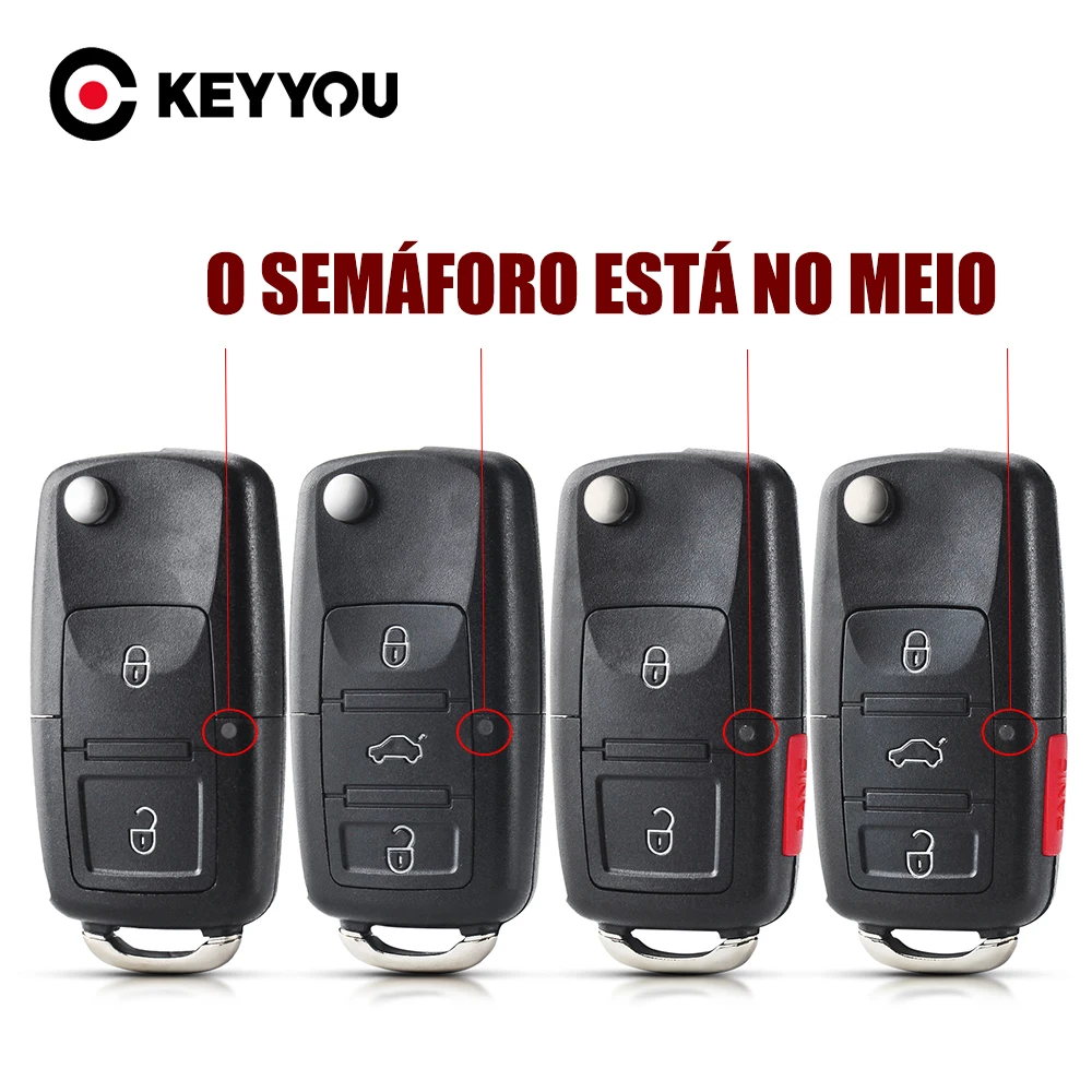 KEYYOU 2/3/4 Buttons Folding Car Remote Flip Key Shell Case Fob For VW Passat Polo Golf Touran Bora Ibiza Leon Octavia Fabia