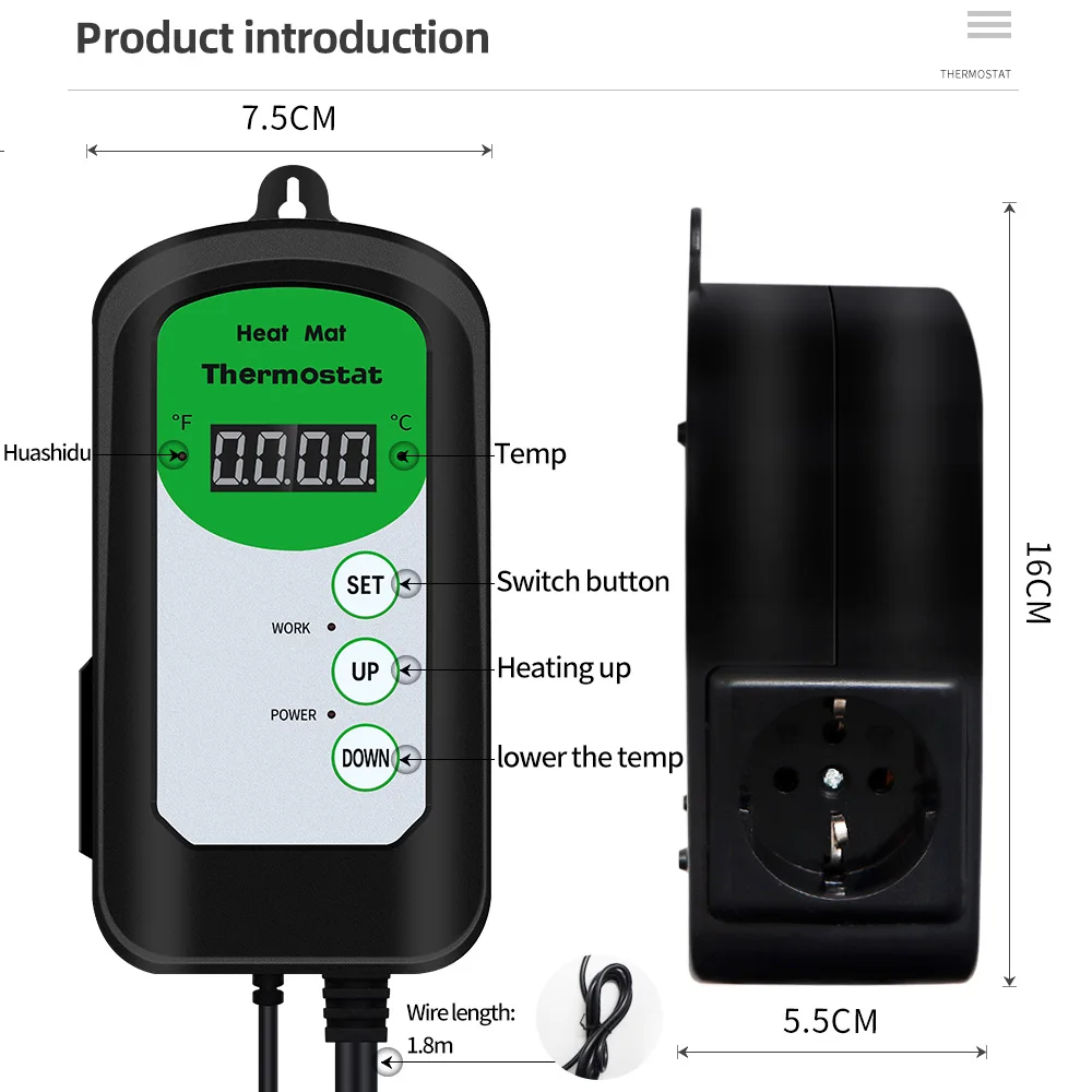 Cyfrowy mata grzewcza termostat 1000W regulator temperatury dla rośliny hydroponiczne kiełkowanie nasion gady warzenia artykuły dla zwierząt