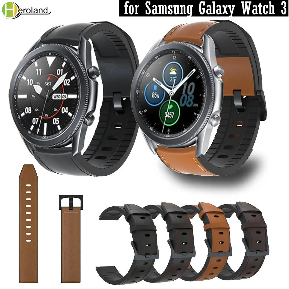 22mm WatchStrap leather for Samsung Galaxy Watch 3 45mm Quick Release Watchband 20mm Wristband for Samsung Galaxy Watch 3 41mm