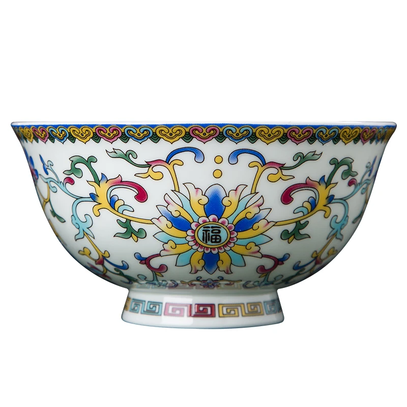 Jingdezhen-ceramic bowl, Chinese tableware, bone china rice bowl, handmade, beautiful flower pattern, porcelain bowl gift