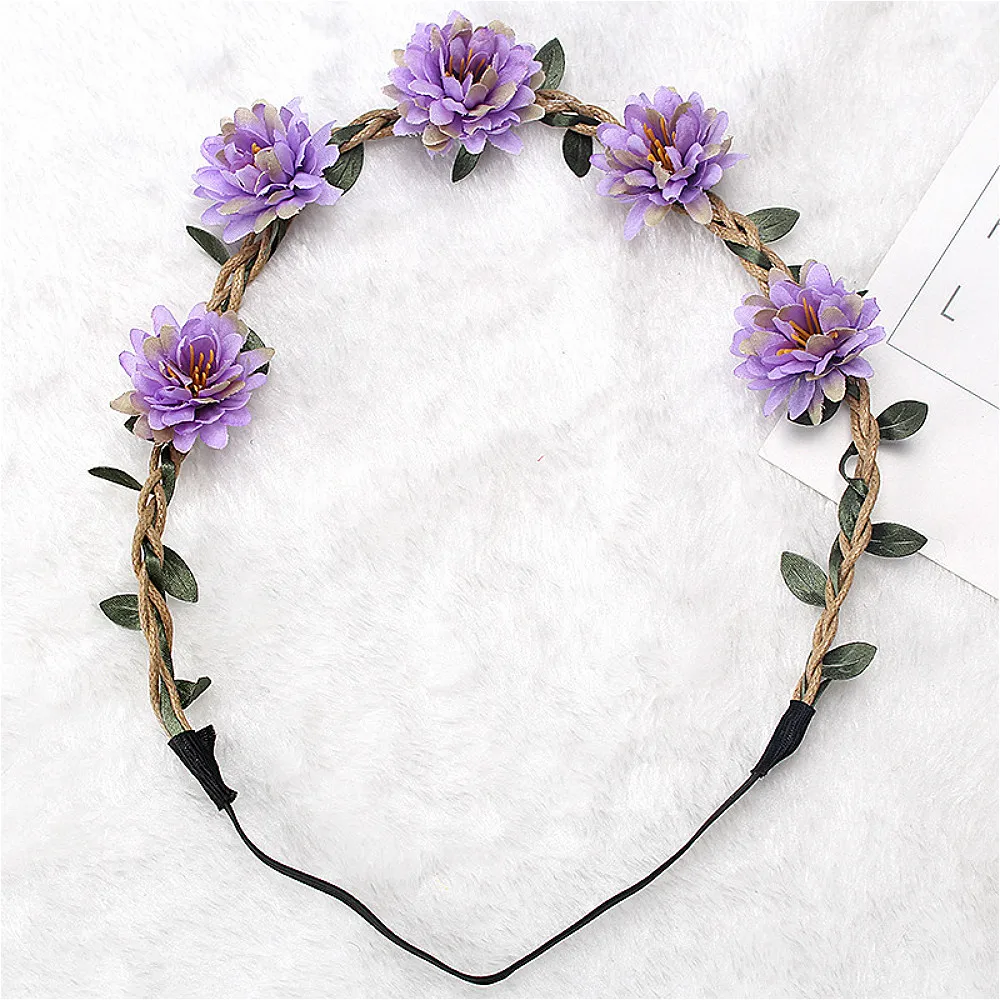 Women Wedding Flower Headband Girls Boho Flowers Headwear Children Headbands Hair Accessories Bride Wreath Beach Garland