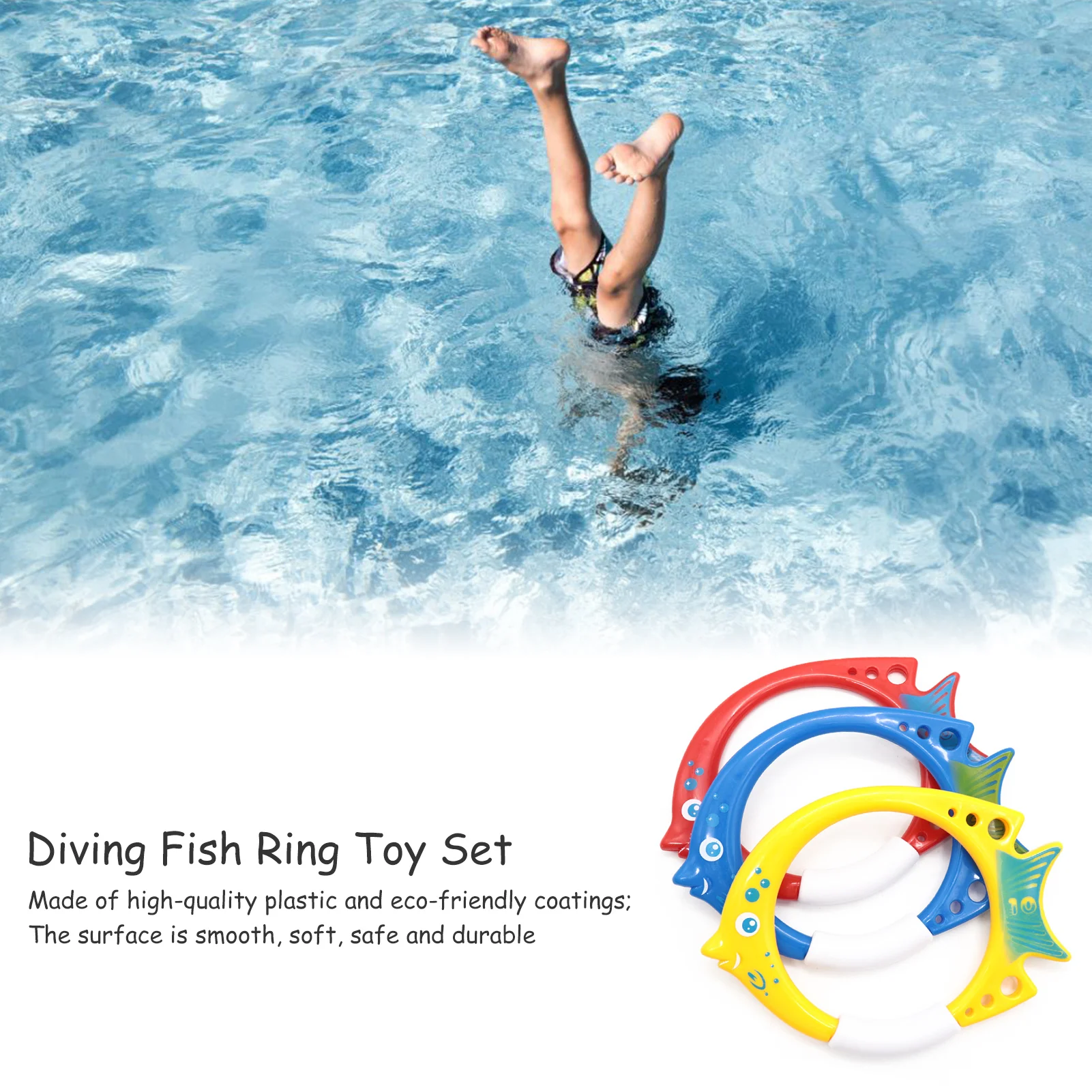 3 PCS Children's Swimming Pool Playing Outdoor Iatable Swiming Ring Toys Diving Training Ring Toys Swinming Equipment