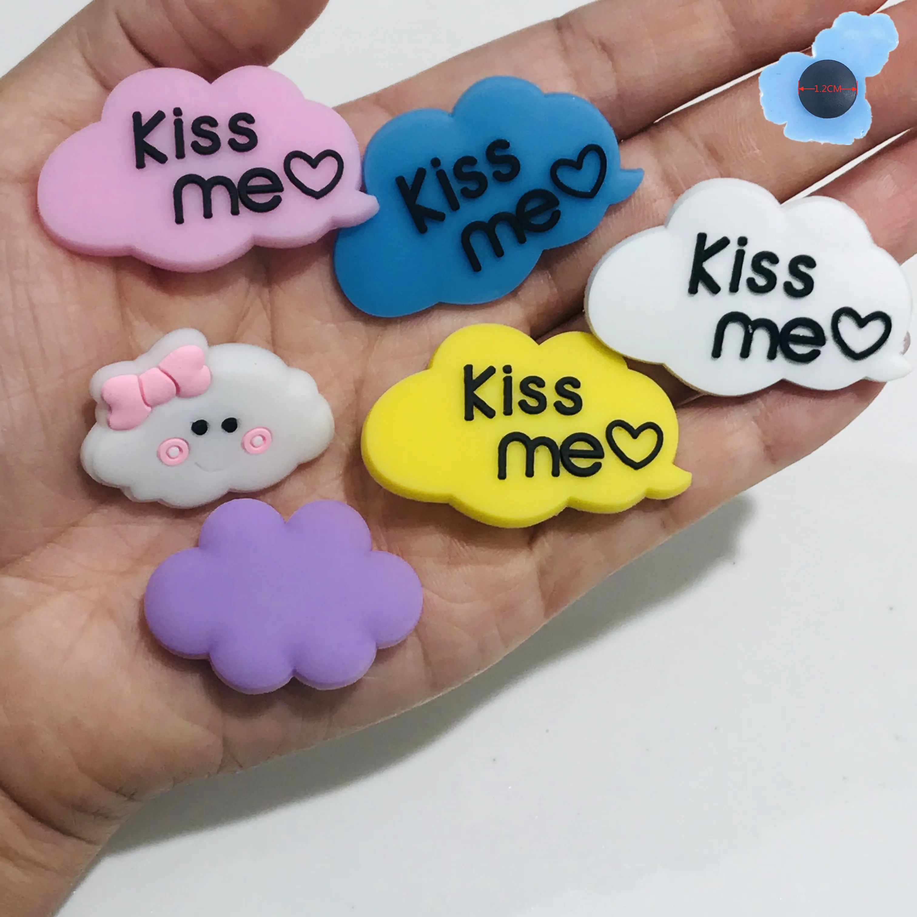 1Pcs Kiss Me Smile Cloud Colorful Shoe Charms Shoe Accessories Decoration Diy Bracelet  Shoes  Children X-Mas Party Gift