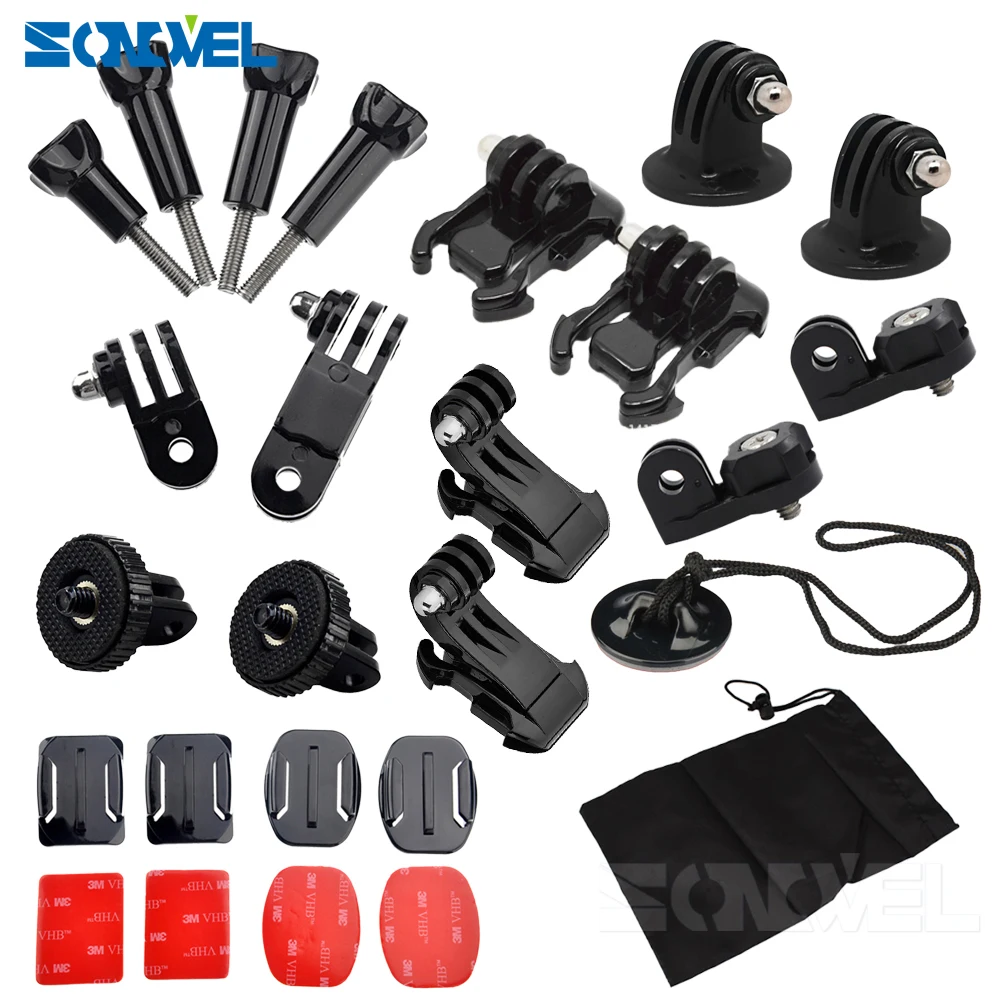 

Front Side Helmet Accessories Set J-shaped Buckle Base Support Mount for GoPro Hero 12 11 10 9 8 7 6 5 Yi 4K SJCAM Go Pro Kits