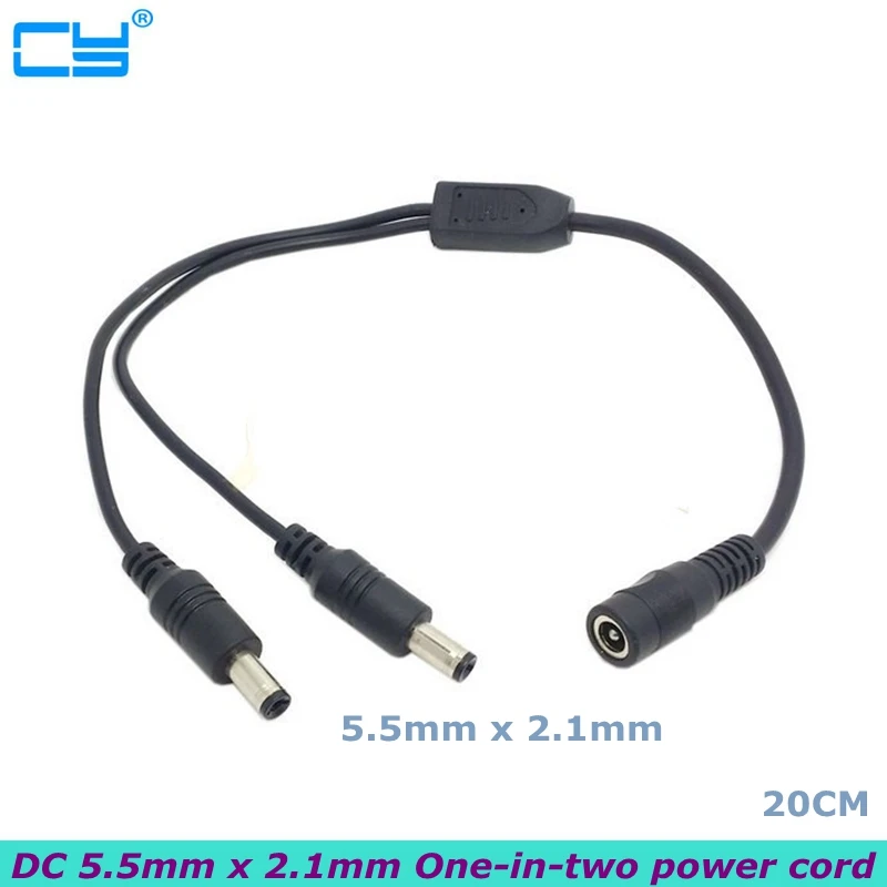 

100PCS/ 0.2m DC 5.5mmx2.1mm Jack Power Supply one-to-two Connector Cable for LED Light Small Audio Small Fan Controller