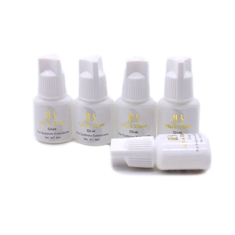 5 Bottles i-Beauty IB Ultra Clear Glue for Eyelash Extensions 5ml Original IB White Cap False Lash Adhesive with Private Label