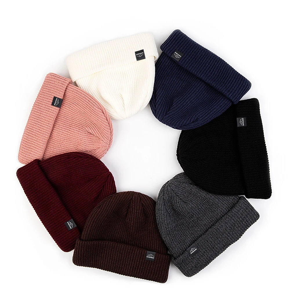 COPOZZ Winter Ski Knit Cap Gender Solid Color Wool Warm Casual Hedging Cap Ski Beanies Caps  for Men Women