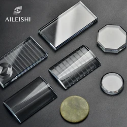 Eyelash Extension Pallet Crystal Glass U Curved/Straight Stand False Eyelashes Holder Transparent Glue Tray Beauty Makeup Tool