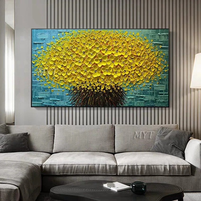 Imagem -03 - Pintura a Óleo Abstrata 3d Faca de Flores Arte para Parede Decoração para Casa Pintura a Óleo Moderna Pintada à Mão sem Moldura