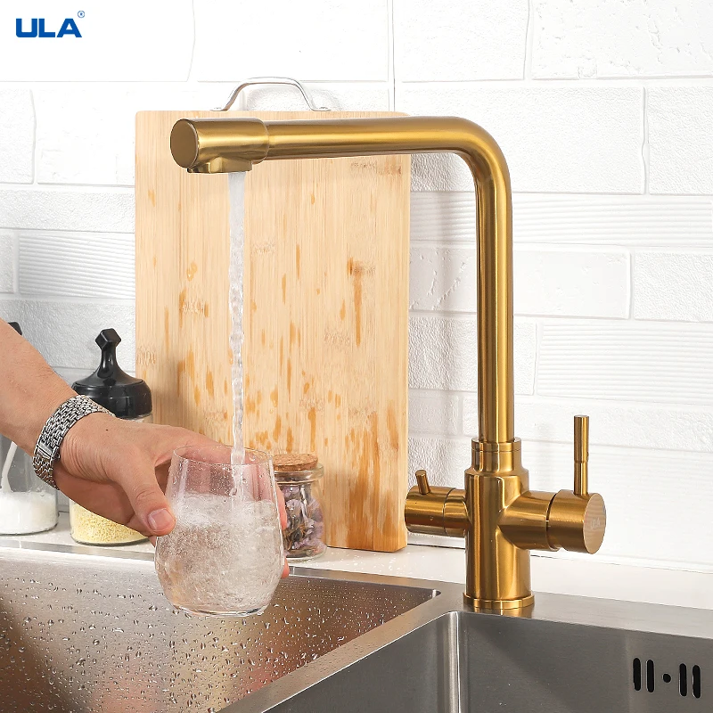 

ULA golden kitchen faucet with tap for drinking water hot cold water kitchen mixer tap sink faucet flexible filter tap