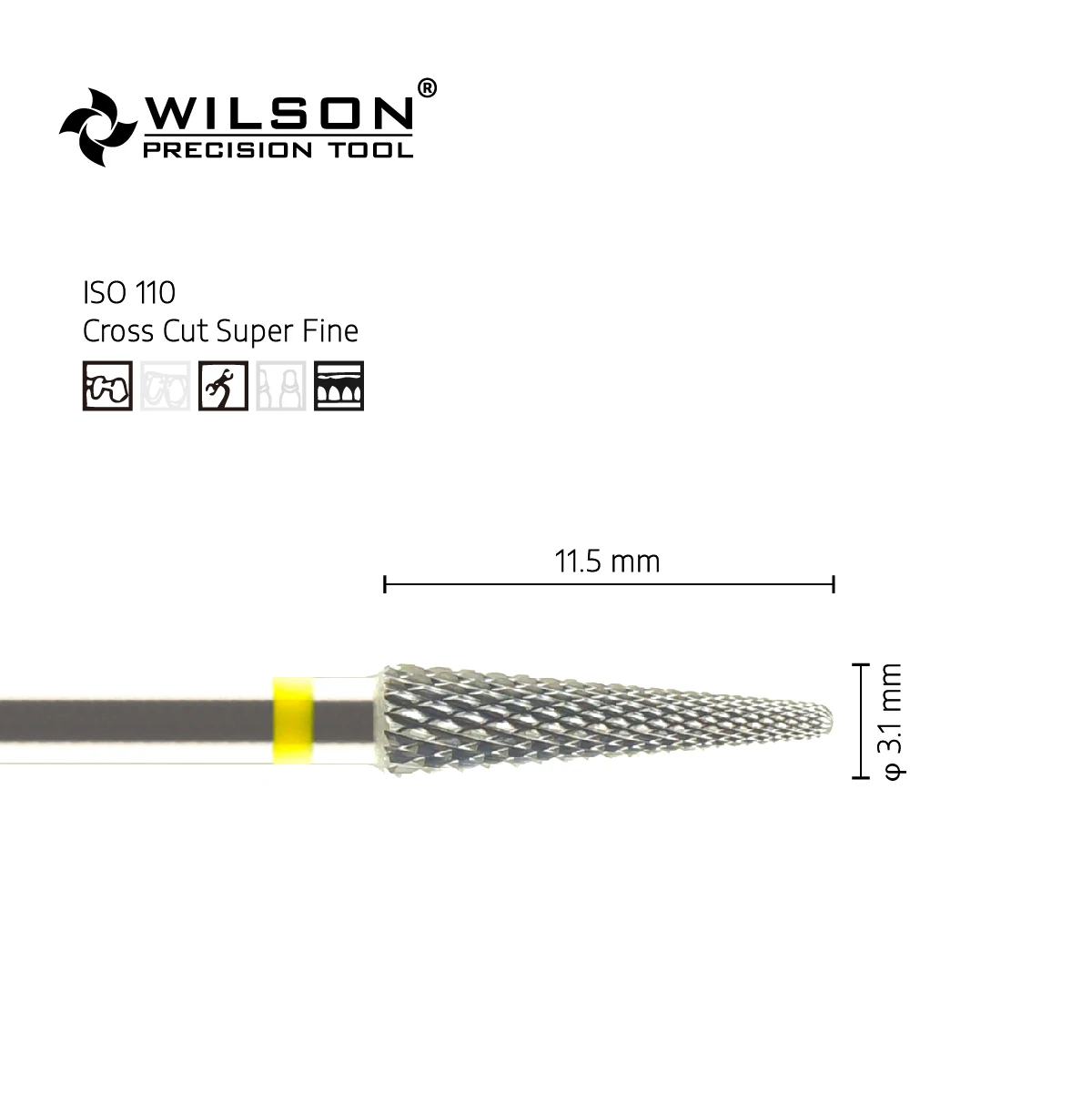 WilsonDental Burs 5000128-ISO 199 110 031Tungsten Carbide Dental Bur for Trimming Metal