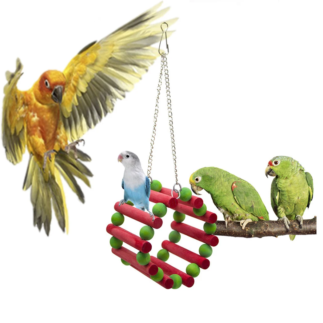 Christmas Bird Toy Wood Training Bird Chew Toy Parrot Parakeet Budgie Cockatiel Cage Hammock Swing Toy Hanging Toy